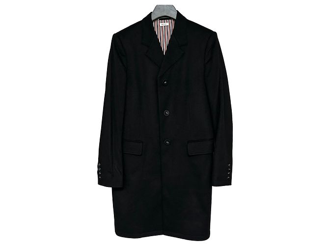 Thom Browne Chesterfield Overcoat Back Vent Cashmere Jacket Silvery