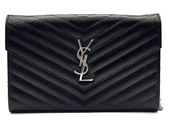 Saint Laurent Borsa a tracolla Cassandra Monogram Chain Nero