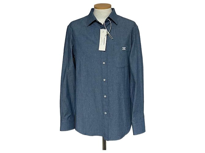 Céline Camicia in chambray di cotone Triomphe Blu 