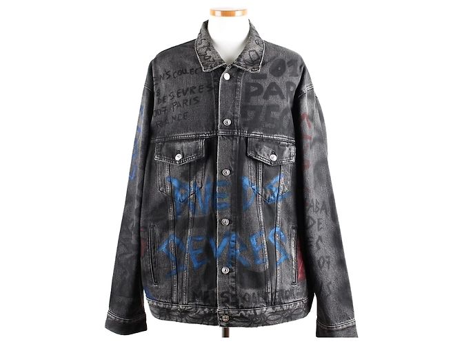 Balenciaga Graffiti Black Denim Jacket