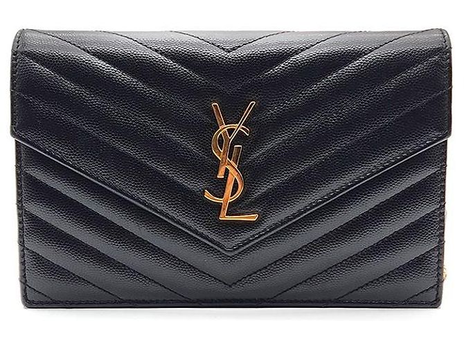 Saint Laurent Bolsa Transversal Monogram Envelope Chain Preto