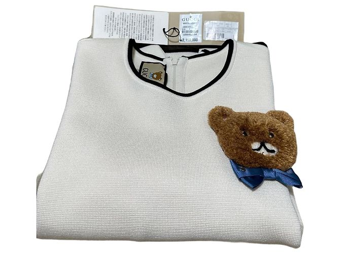 Gucci Broche Kai em malha de seda e algodão Prata