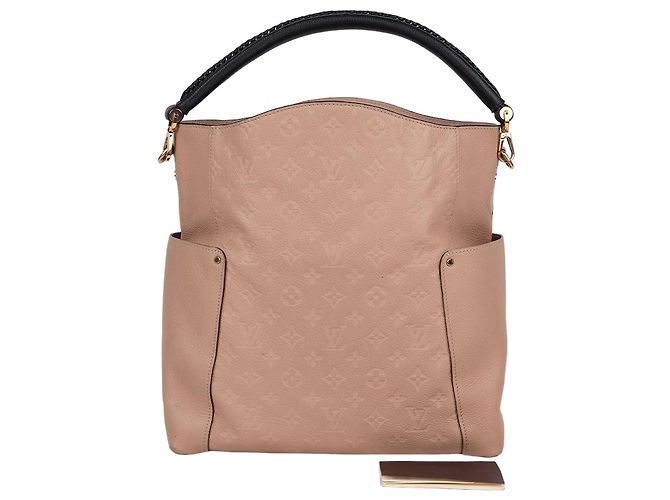 Louis Vuitton Beige Leather Bagatelle Top Handle Bag Brown