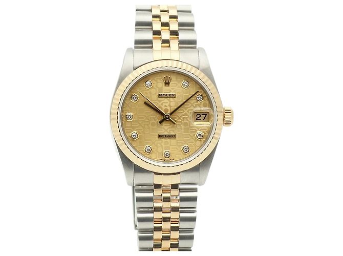 Rolex Reloj Datejust Medium Original Diamond Computer Dial para Mujer Dorado