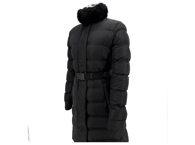 Prada Damen Stepppullover mit Logo Schwarz 