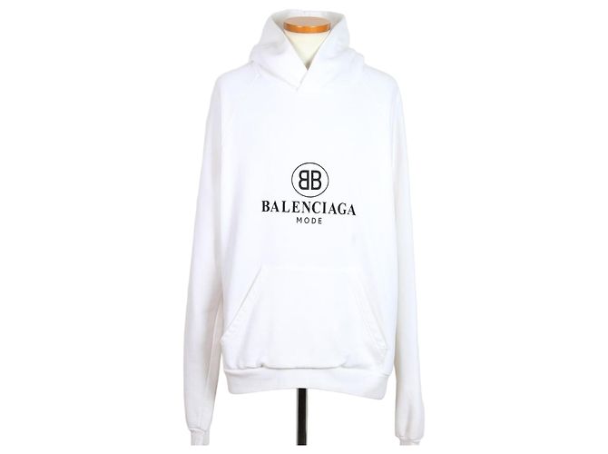 Balenciaga Kapuzen-Fleece-T-Shirt Weiß