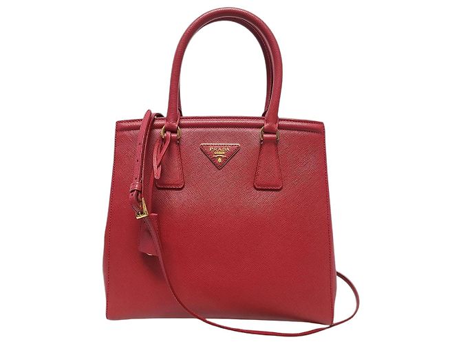 Prada Rote Saffiano Lux Tote Schultertasche