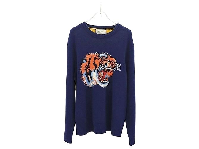 Gucci Wollstrick mit Tigerstickerei Schwarz