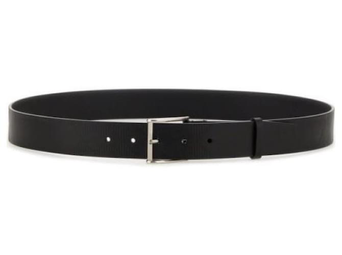 Burberry Checked Leather Belt Black 