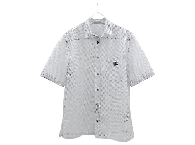 Dior Camicia a maniche corte con logo a cuore in mesh Argento 