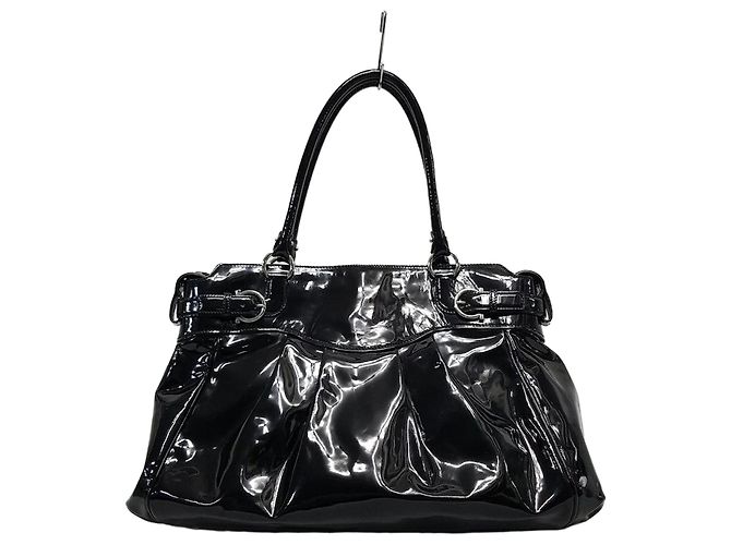 Salvatore Ferragamo Bolsa de ombro em esmalte preto