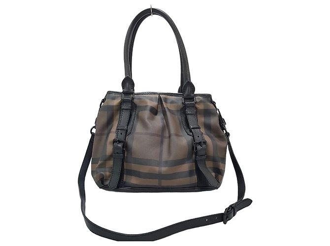 Burberry Bolsa Tote de Ombro Check Marrom