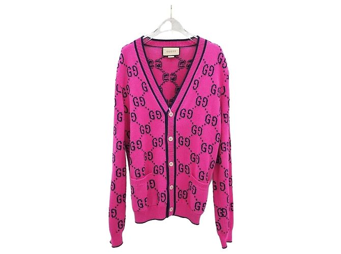 Gucci Pink GG Logo Cotton Cardigan