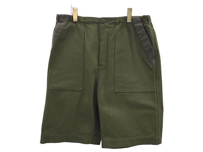 Gucci Calças de algodão e couro com canvas