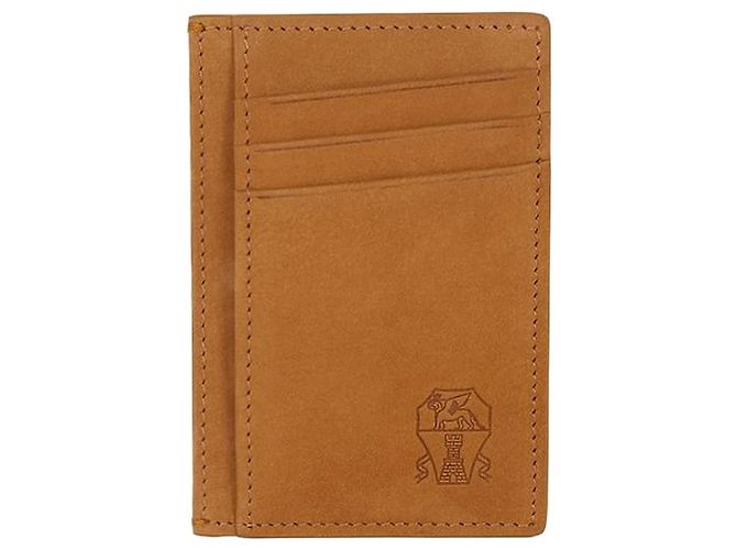 Brunello Cucinelli Kartenetui aus Nubukleder Cognac Braun