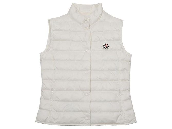 Moncler Gesteckte Weste mit Logo-Patch Weiß 
