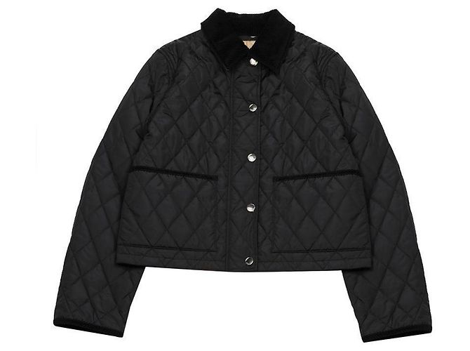 Burberry Cropped Quilted Nylon Jacket Black