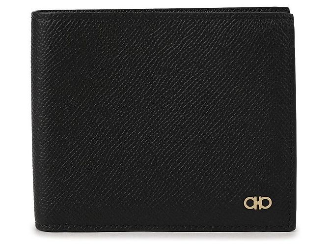 Salvatore Ferragamo Portafoglio bi-fold Gancini da uomo NERO