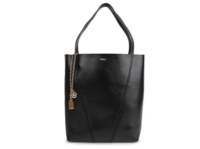 Chloé Grained Leather Spin Tote Bag Black