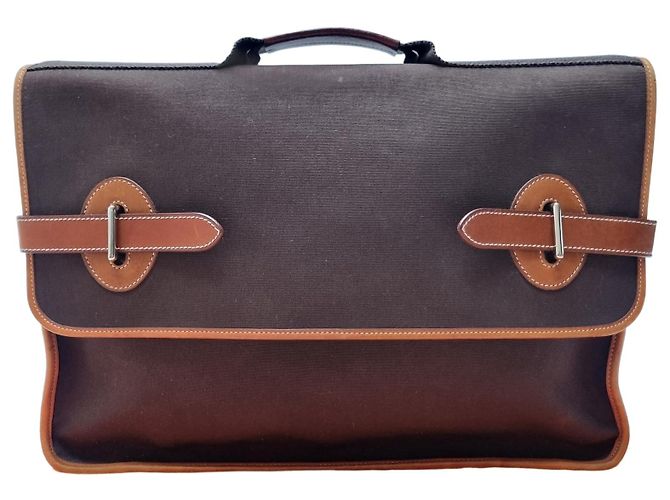 Hermès Pasta Executiva Buena Ventura MM Toile Marrom
