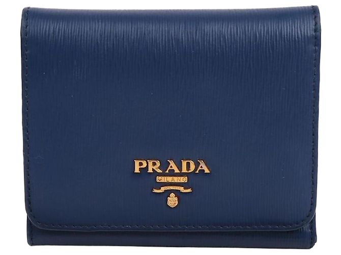 Prada Vitello Move Blue Flap Wallet