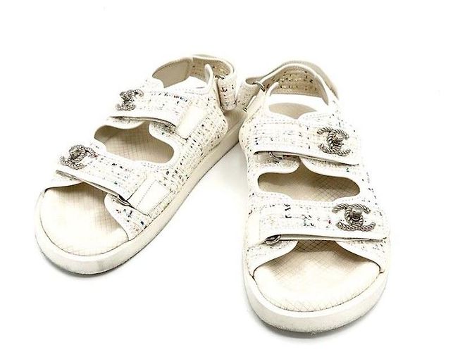 Chanel Tweed Velcro Sandals