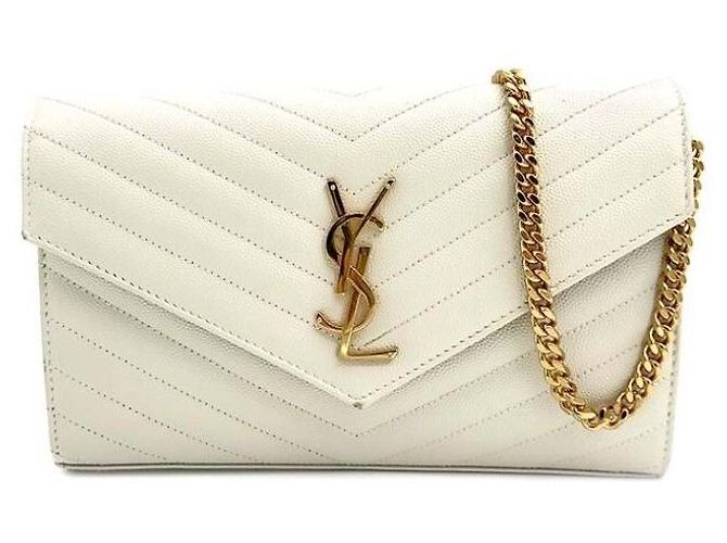 Saint Laurent Borsa a tracolla con catena Monogram Bianco