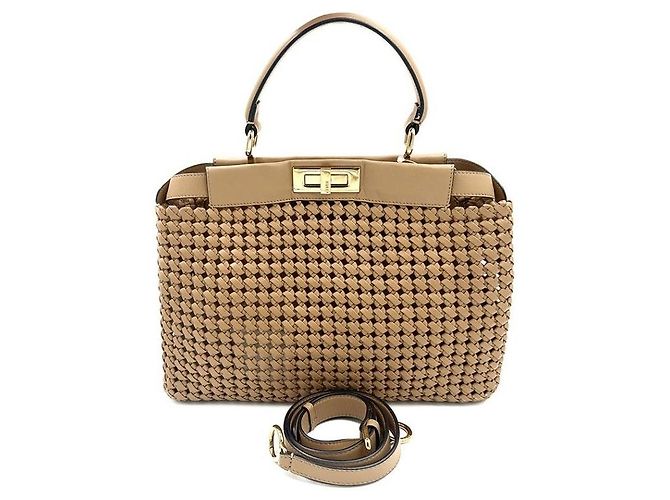 Fendi Interlace Peekaboo Medium Brown