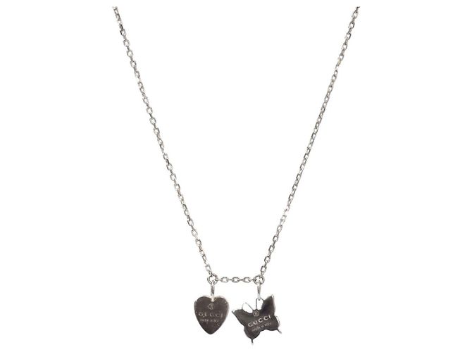 Gucci Collana in argento con cuore e farfalla 