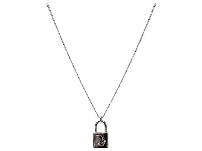 Dior Oblique Lock Silver Halskette Silber