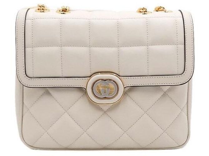 Gucci Piccola borsa a tracolla e borsa crossbody in pelle Deco Bianco