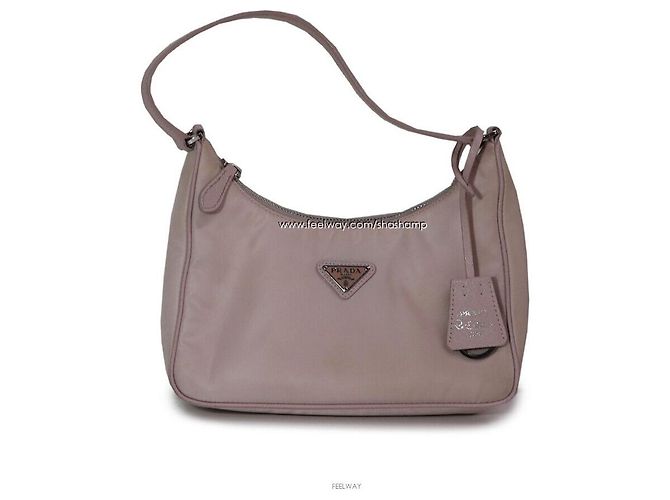 Saffiano Prada Bolsa de Ombro Hobo Re-Edition Re-Nylon Marrom