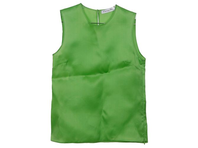 Dior Camiseta de seda sem mangas verde