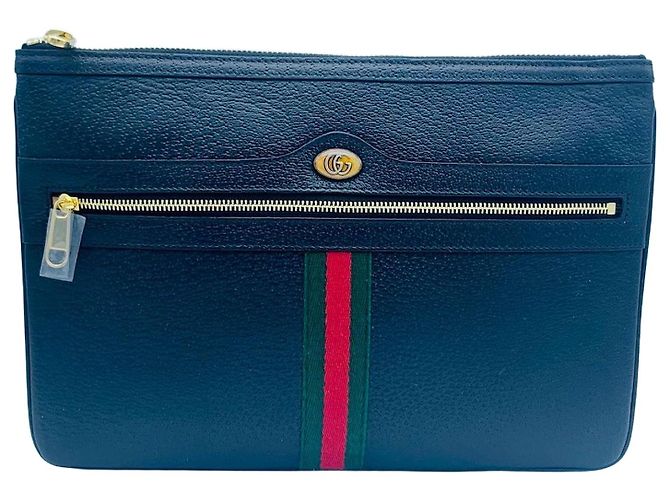 Gucci Ophidia Stripe Clutch Bag Blau