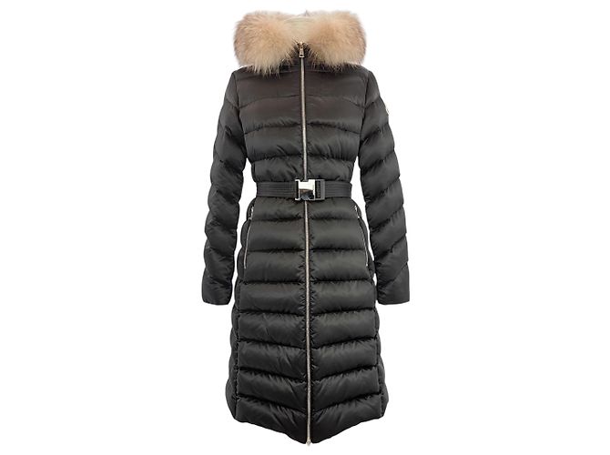 Moncler Reerji Fox Fur Long Padding Jacket Black
