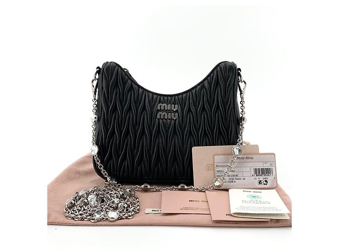 Miu Miu Bolsa Hobo de Nappa com Corrente e Cristais, Bolsa Transversal Multicor