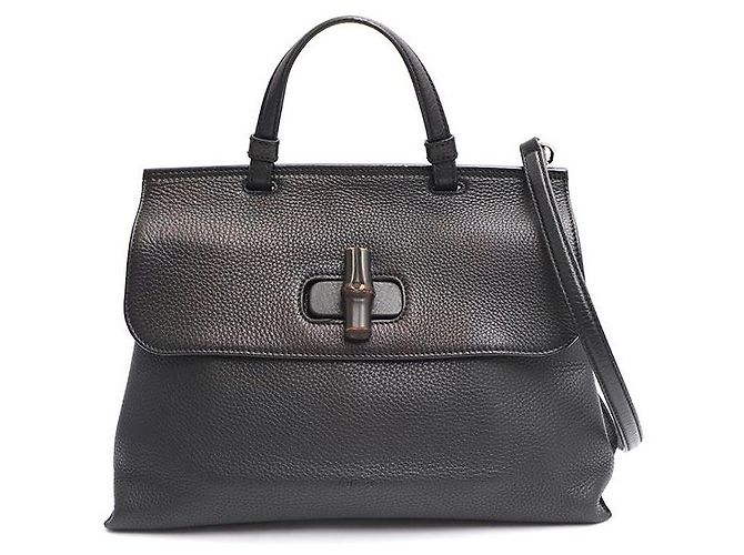 Bamboo Gucci Bolsa Tote e Bolsa de Ombro de Bambu para o Dia a Dia Preto