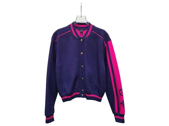 Louis Vuitton Strick-Bomberjacke mit Purple Block Monogramm Lila