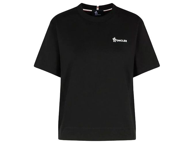 Moncler Baumwoll-T-Shirt mit Logo Schwarz