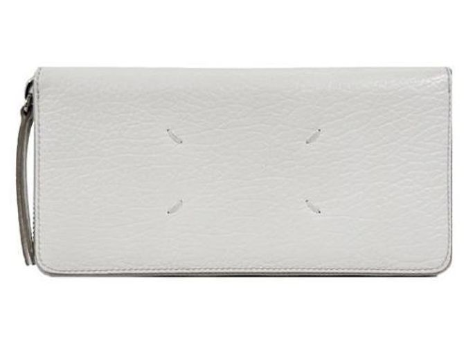 Maison Martin Margiela Luxury Stitch Leather Zip Long Wallet White
