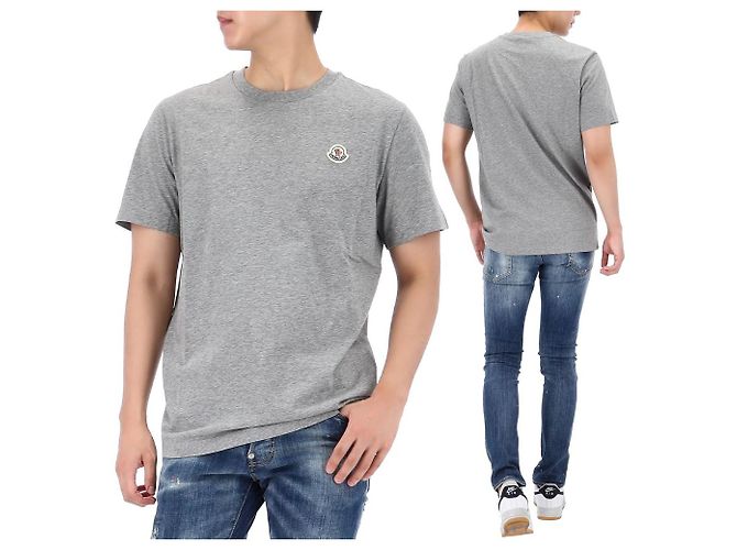 Moncler Baumwoll-T-Shirt mit Lucky Chance Logo-Patch Größe Silber