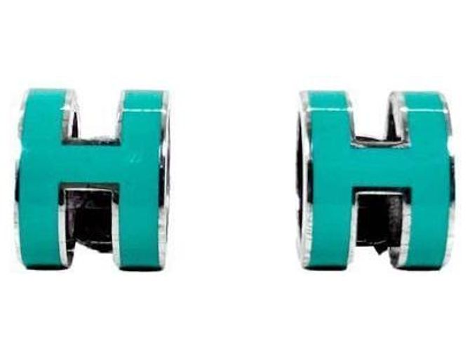 Hermès Orecchini Logo Pop Ash da donna Argento Blue Jean