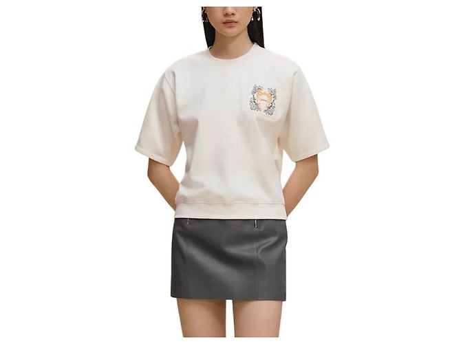 Hermès Bestickter Kurzarm-Sweatshirt für Damen Mehrfarben