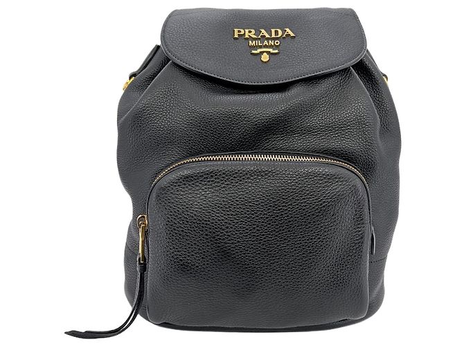 Prada Vitelino Daino One Pocket Backpack Black