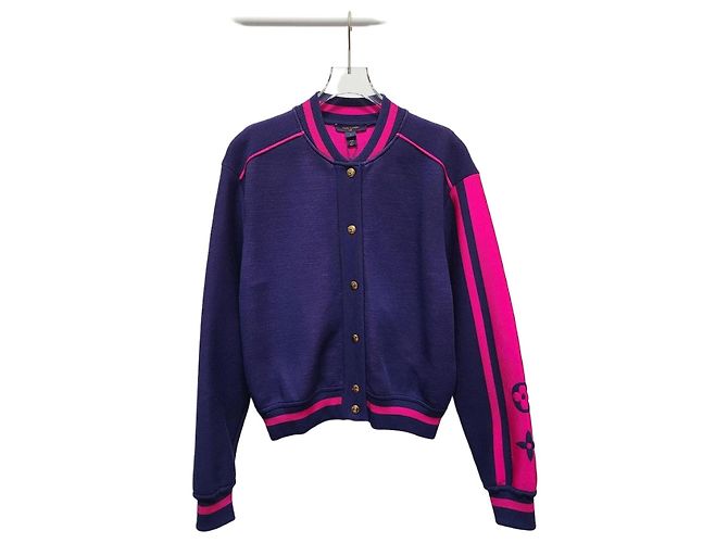 Louis Vuitton Purple Block Monogram Knit Bomber Jacket