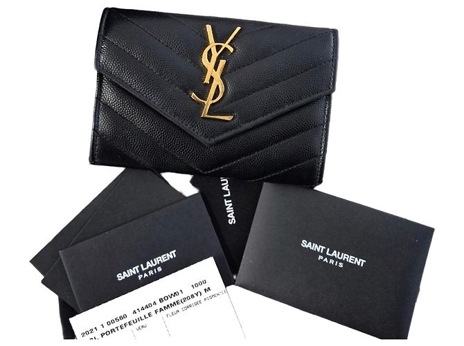 Saint Laurent Umschlag-Kartenetui vergoldet Medium Schwarz