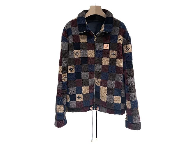 Louis Vuitton Damier Fleece Bomber Jacket A+/XL Multiple colors