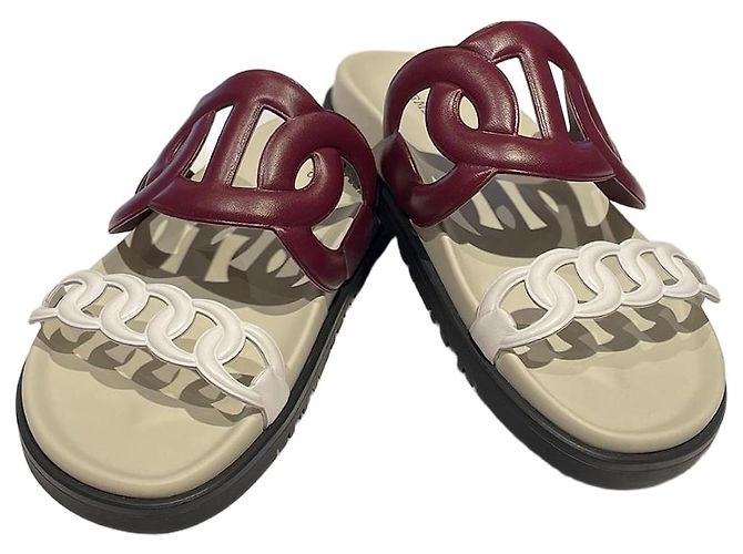 Hermès Extra Sandals White Brown
