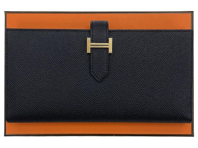 Hermès Long Wallet Black with Gold Hardware