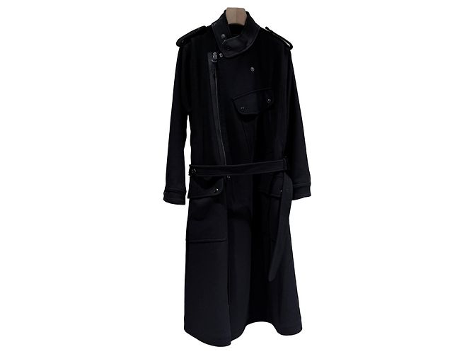 Tom Ford Double-breasted Leather Long Black Coat